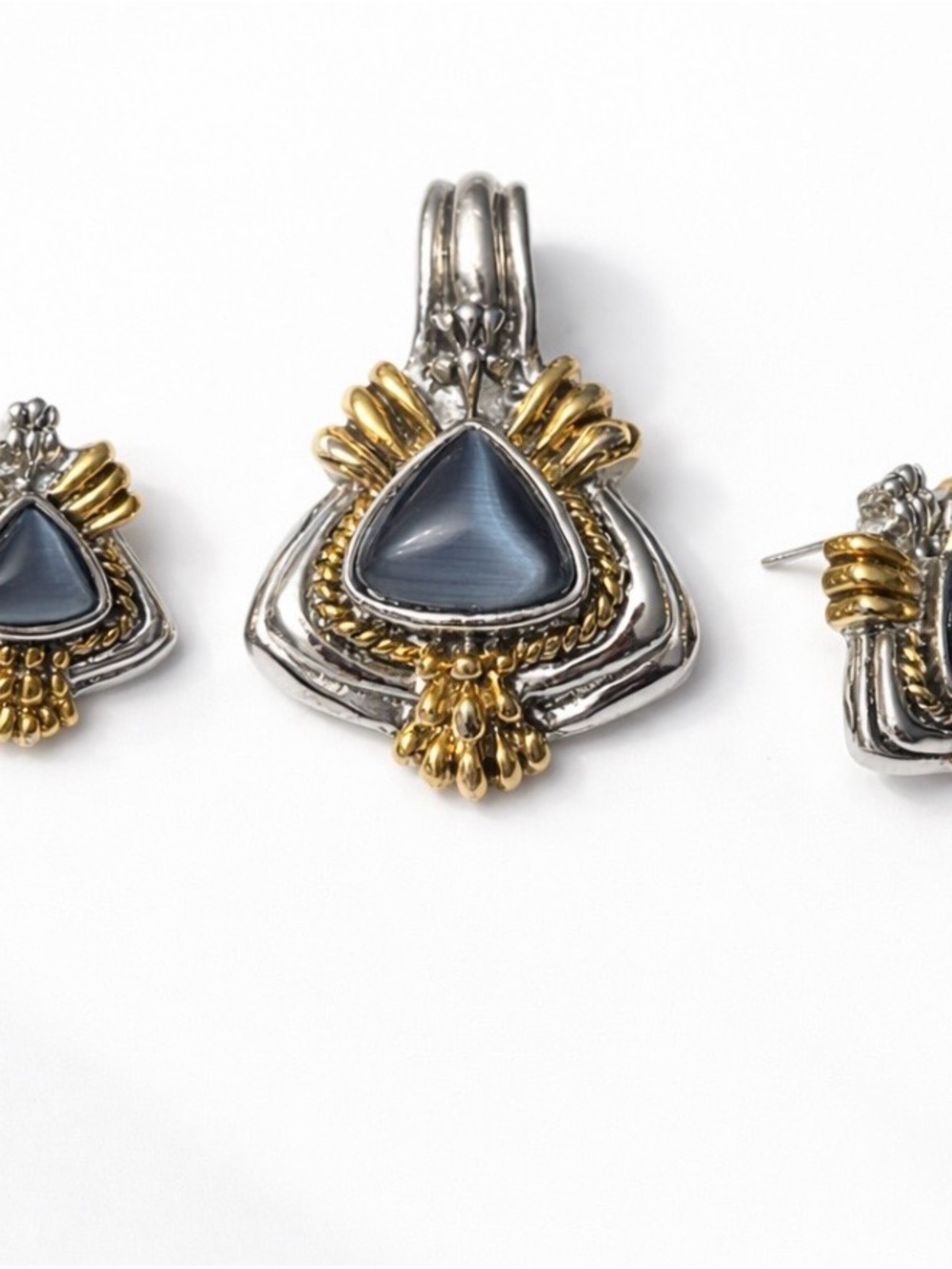 Elegant Silver and Gold Moonstone Jewelry Set